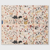 ヴィンテージ日本の猫不気味な木版浮世絵 ラッピングペーパー (フラット)