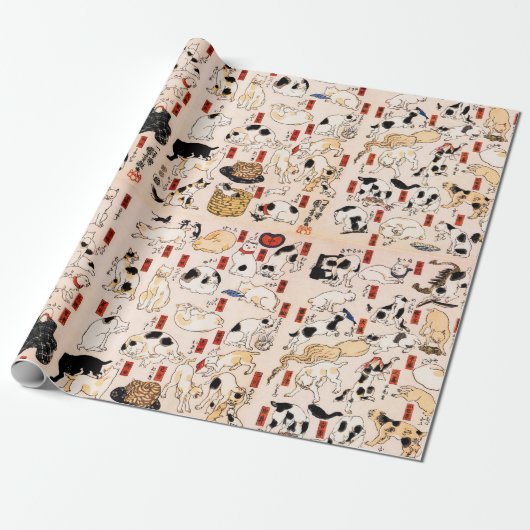 ヴィンテージ日本の猫不気味な木版浮世絵 ラッピングペーパー (アンロールド)