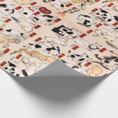 ヴィンテージ日本の猫不気味な木版浮世絵 ラッピングペーパー (角)