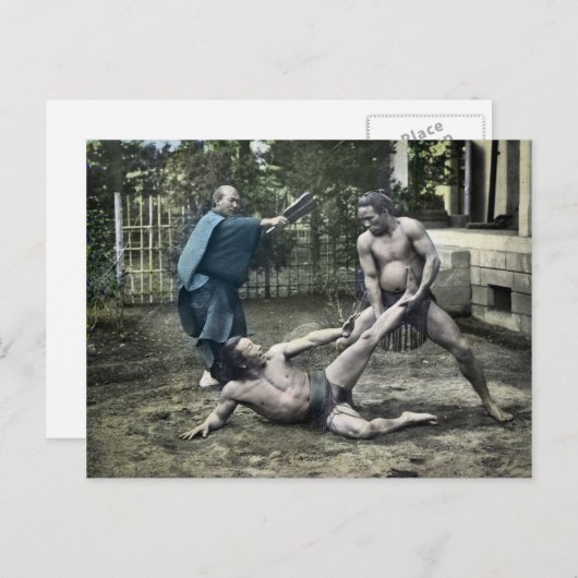 ヴィンテージ日本の相撲伝統的相撲 ポストカード (正面/裏面)