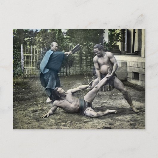 ヴィンテージ日本の相撲伝統的相撲 ポストカード (正面)