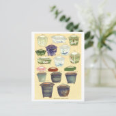 ヴィンテージ日本の磁器の花ポット ポストカード (スタンド正面)