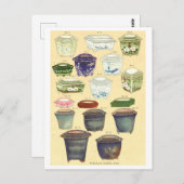 ヴィンテージ日本の磁器の花ポット ポストカード (正面/裏面)