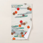 ヴィンテージ日本の紅葉伝統的パターン バスタオルセット (ハンドタオル)