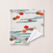 ヴィンテージ日本の紅葉伝統的パターン バスタオルセット (ウォッシュタオル)