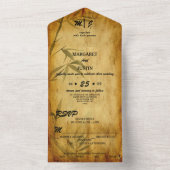 ヴィンテージ日本の結婚式竹書道アート オールインワン招待状 (内側)