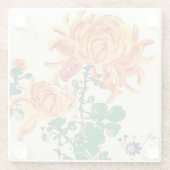 ヴィンテージ日本の絵画の菊 ガラスコースター (裏面)