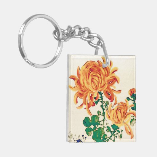 ヴィンテージ日本の絵画の菊 キーホルダー (正面左)