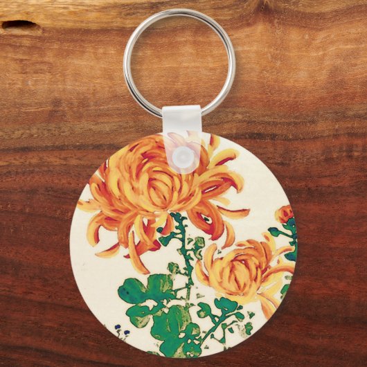 ヴィンテージ日本の絵画の菊 キーホルダー (正面)