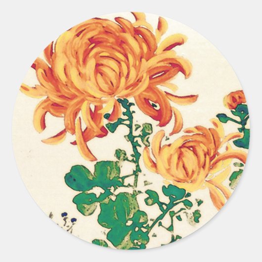 ヴィンテージ日本の絵画の菊 シール (正面)