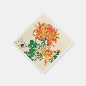 ヴィンテージ日本の絵画の菊 スタンダードカクテルナプキン (角)