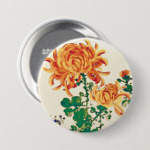 ヴィンテージ日本の絵画の菊 缶バッジ (正面&裏面)