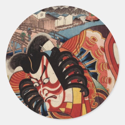 ヴィンテージ日本の絵画ズ – 歌舞伎俳優 ラウンドシール (正面)