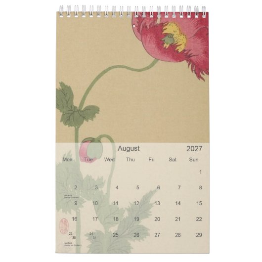 ヴィンテージ日本の絵葉書2026 カレンダー (8月 2027)