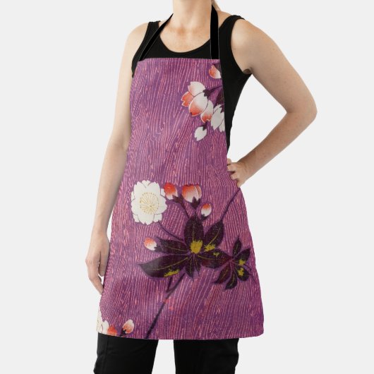 ヴィンテージ日本の織さくらんぼ花 エプロン (インサイチュ)