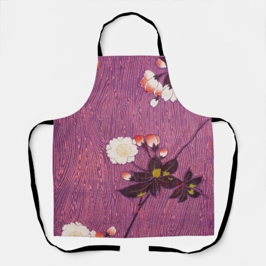 ヴィンテージ日本の織さくらんぼ花 エプロン (正面)