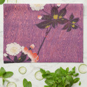 ヴィンテージ日本の織さくらんぼ花 キッチンタオル (折り畳み)