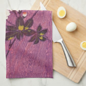 ヴィンテージ日本の織さくらんぼ花 キッチンタオル (四つ折り)