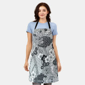 ヴィンテージ日本の織物及び花柄 エプロン (着用した状態)