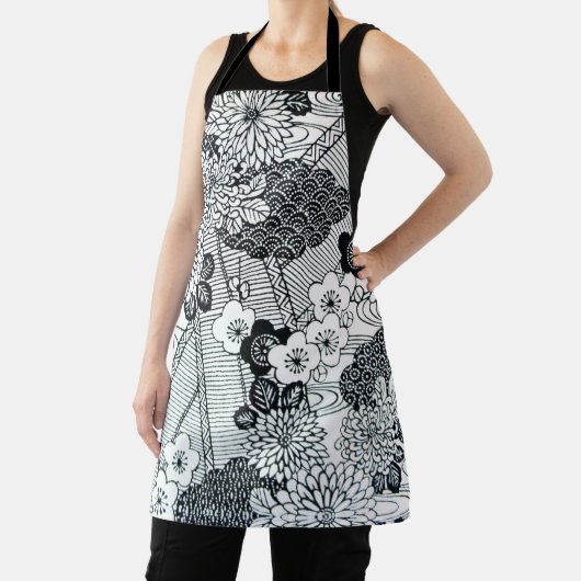 ヴィンテージ日本の織物及び花柄 エプロン (インサイチュ)