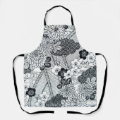 ヴィンテージ日本の織物及び花柄 エプロン (正面)