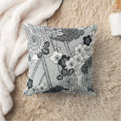 ヴィンテージ日本の織物及び花柄 クッション (ブランケット)