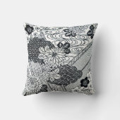 ヴィンテージ日本の織物及び花柄 クッション (裏面)