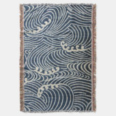 ヴィンテージ日本の織物、波型 スローブランケット (正面縦)