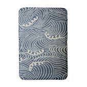 ヴィンテージ日本の織物、波模様 バスマット (正面縦)