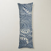 ヴィンテージ日本の織物、波模様 ボディピロー (裏面 (縦))