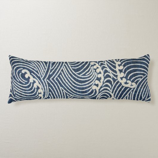 ヴィンテージ日本の織物、波模様 ボディピロー (正面)
