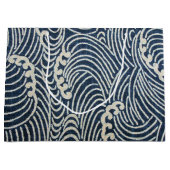 ヴィンテージ日本の織物、波模様 ラージペーパーバッグ (正面)