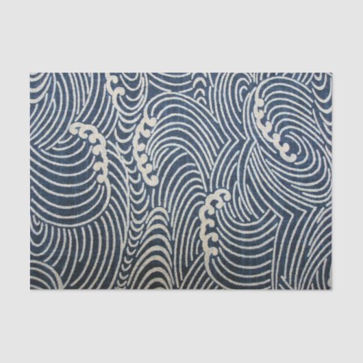 ヴィンテージ日本の織物、波模様 薄葉紙 (正面)