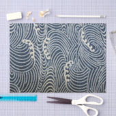 ヴィンテージ日本の織物、波模様 薄葉紙 (クラフト)