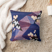 ヴィンテージ日本の織物、葉柄 クッション (ブランケット)