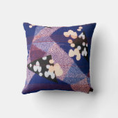 ヴィンテージ日本の織物、葉柄 クッション (裏面)