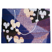 ヴィンテージ日本の織物、葉柄 ラージペーパーバッグ (正面)