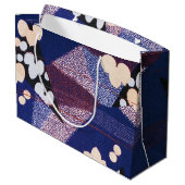 ヴィンテージ日本の織物、葉柄 ラージペーパーバッグ (裏面アングル)