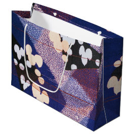 ヴィンテージ日本の織物、葉柄 ラージペーパーバッグ