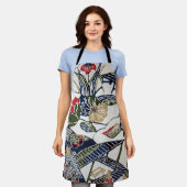 ヴィンテージ日本の織（紅型） エプロン (着用した状態)