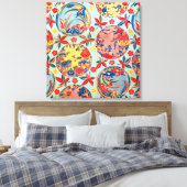 ヴィンテージ日本の織（紅型） キャンバスプリント (インサイチュ (寝室))