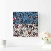 ヴィンテージ日本の織（紅型） スクエア壁時計 (ホーム)