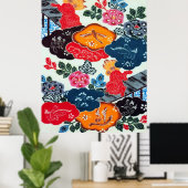 ヴィンテージ日本の織（紅型） ポスター (ホームオフィス)