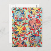 ヴィンテージ日本の織（紅型） ポストカード (正面/裏面)