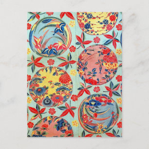 ヴィンテージ日本の織（紅型） ポストカード