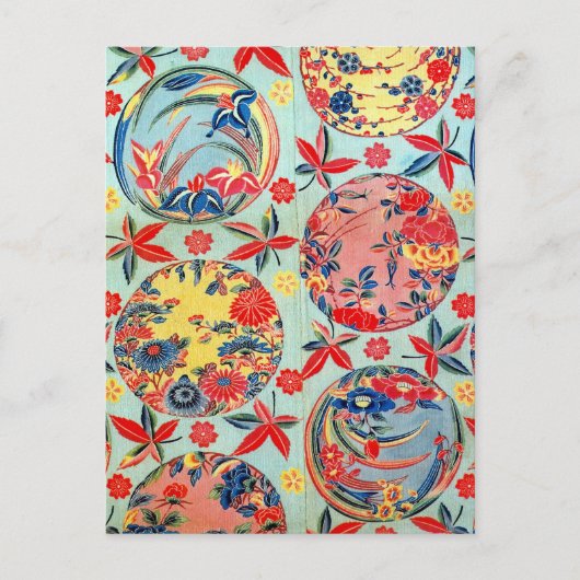 ヴィンテージ日本の織（紅型） ポストカード (正面)