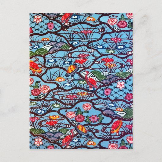 ヴィンテージ日本の織（紅型） ポストカード (正面)