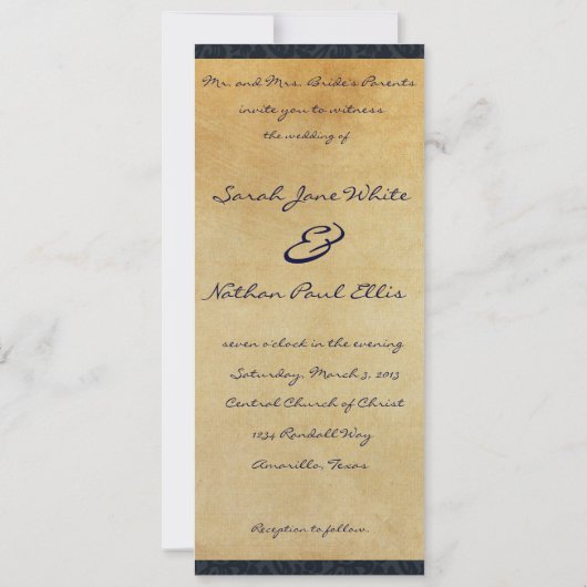 ヴィンテージ日本の羊皮紙トール結婚式招待状 招待状 (裏面)