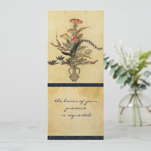 ヴィンテージ日本の羊皮紙トール結婚式招待状 招待状 (スタンド正面)