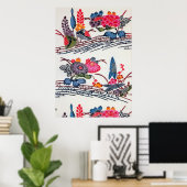 ヴィンテージ日本の花柄 ポスター (ホームオフィス)